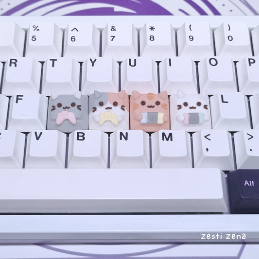 Cozy Gamer Cat Artisan Keycap - ZestiZena