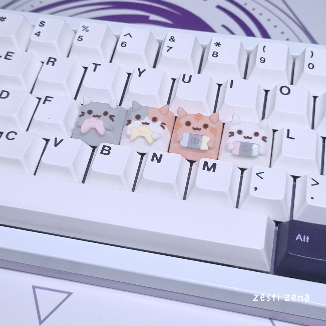 Cozy Gamer Cat Artisan Keycap - ZestiZena