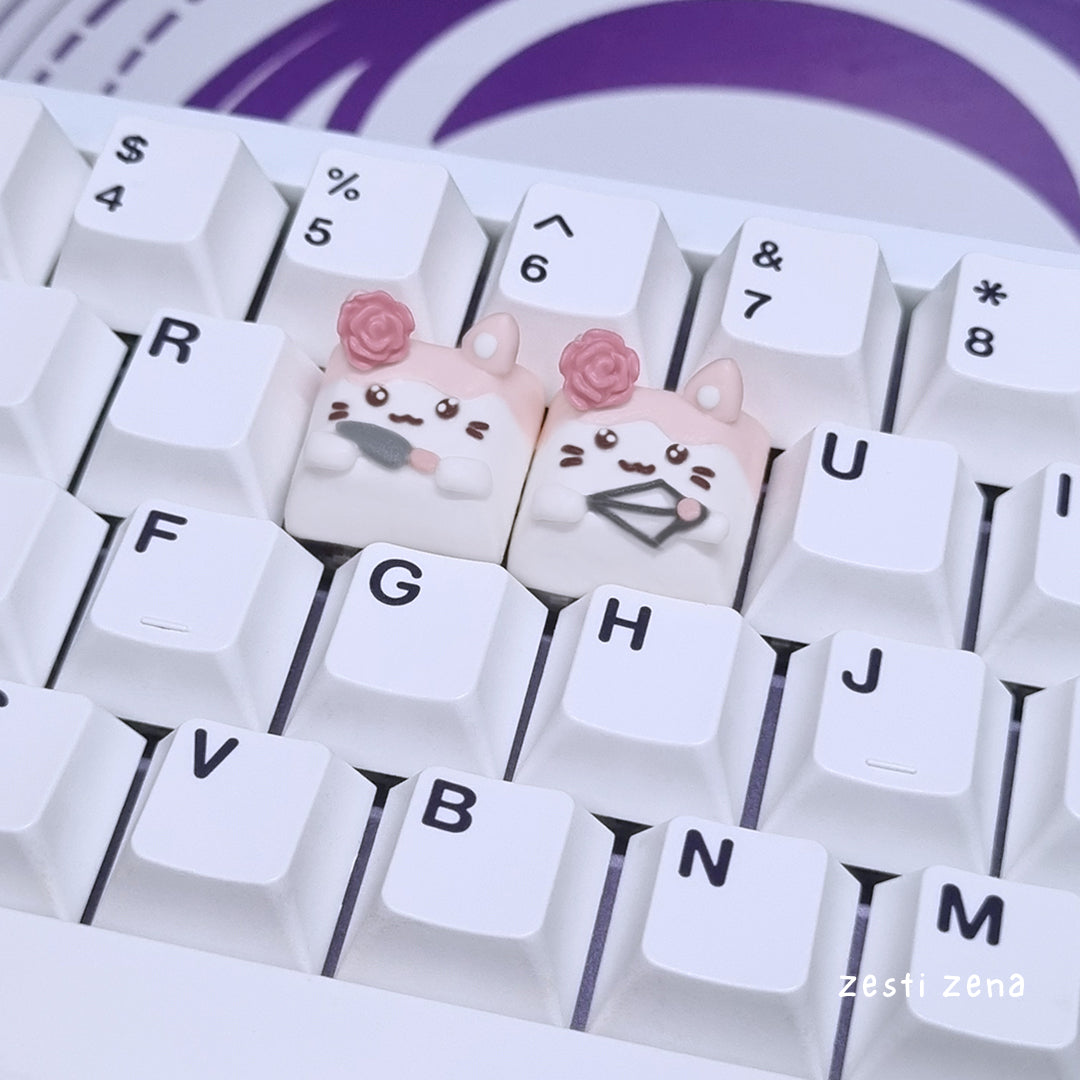 Valentines Day Cats Artisan Keycap - ZestiZena